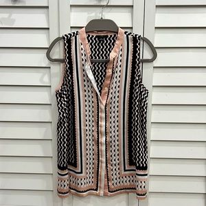 Ann Taylor Pink and Navy Blue Satin Top